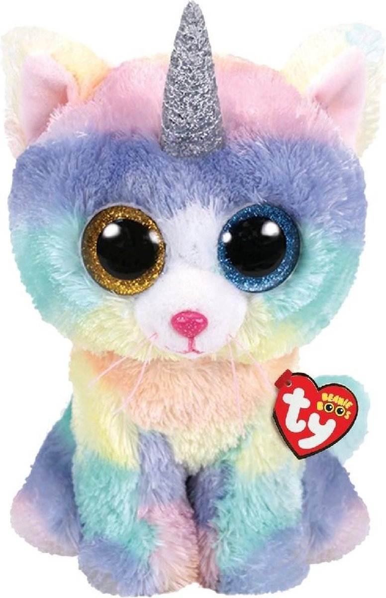 Ty Beanie Boo’s | XL Heather Kat 42 cm | Multikleur | Eenhoornkat