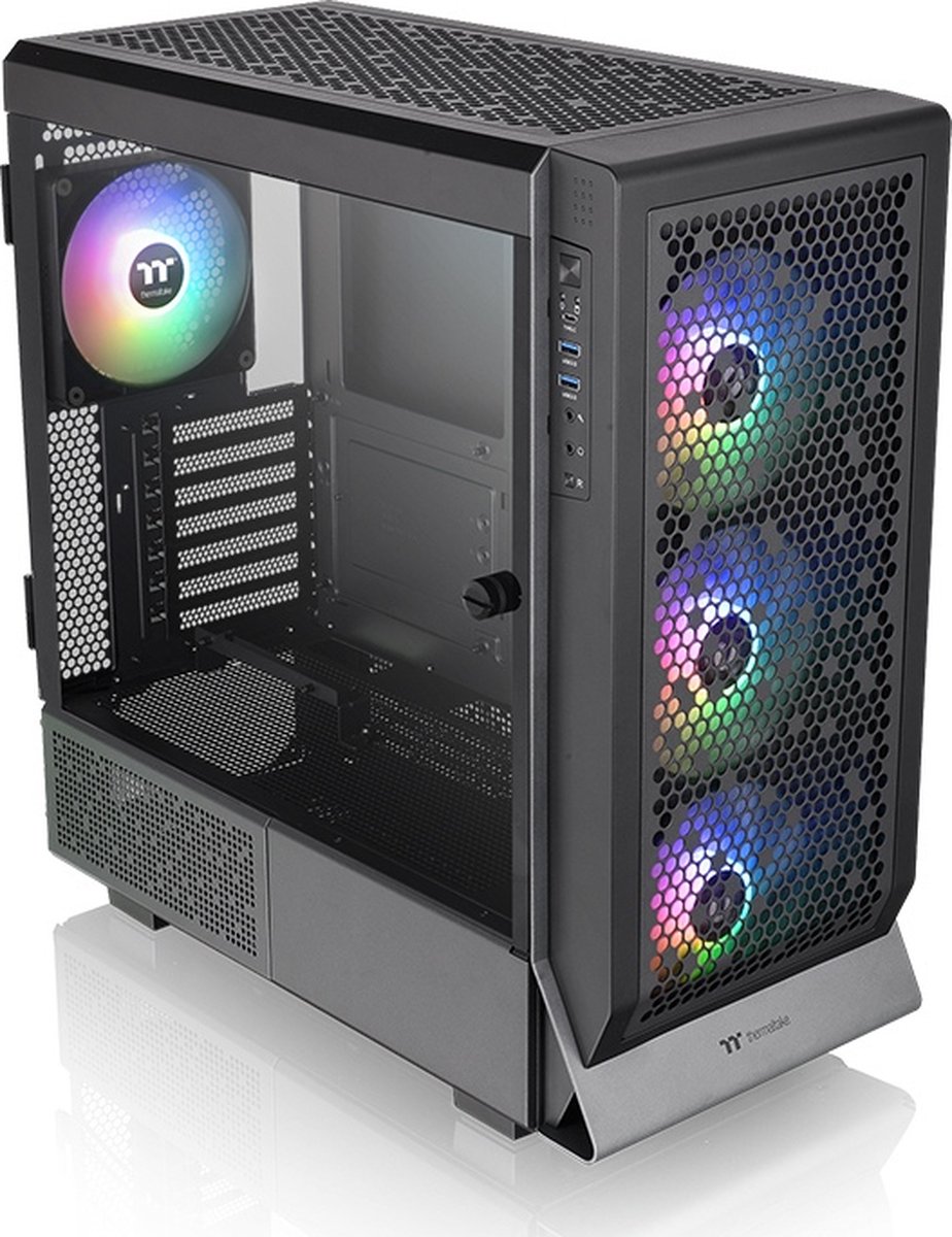 Thermaltake computerbehuizing, zwart, ATX-compatibel, met ARGB-verlichting en gehard glazen zijpaneel