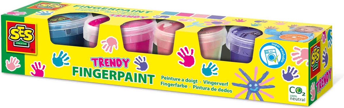 SES | Vingerverf | 4 x 110 ml, Diverse Kleuren