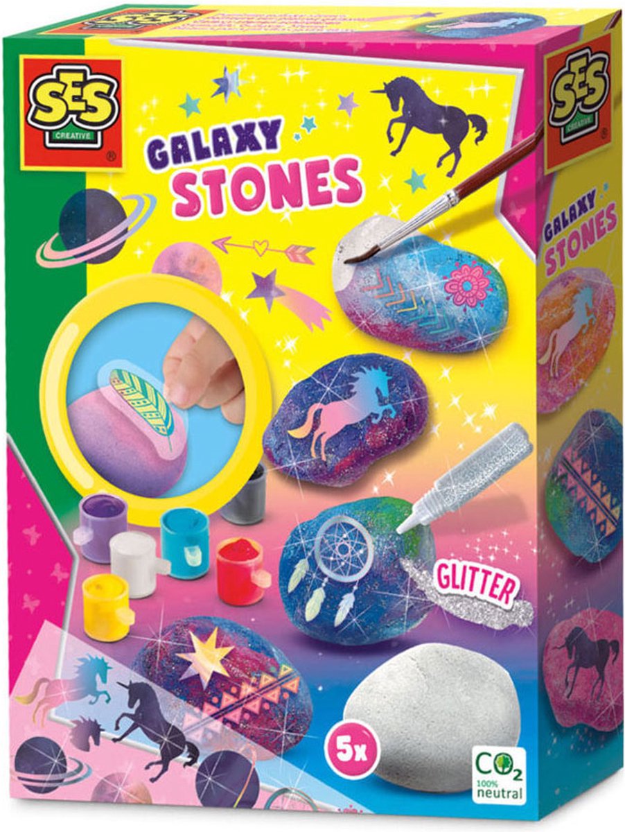 SES | 14766 Galaxy Stenen Schilderen | Creatieve knutselset voor kinderen