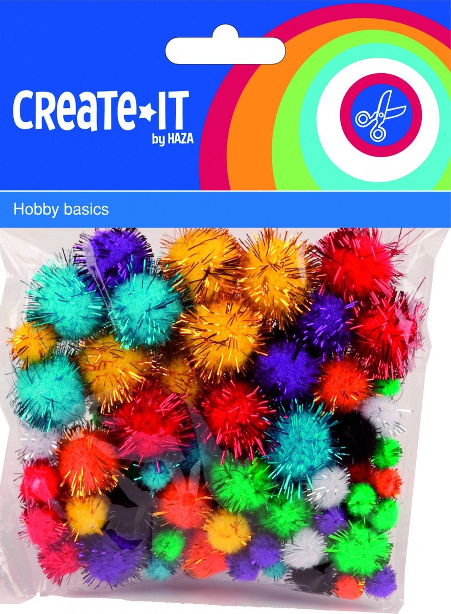 Create-It | Pompoms | Glitter | 78 Stuks
