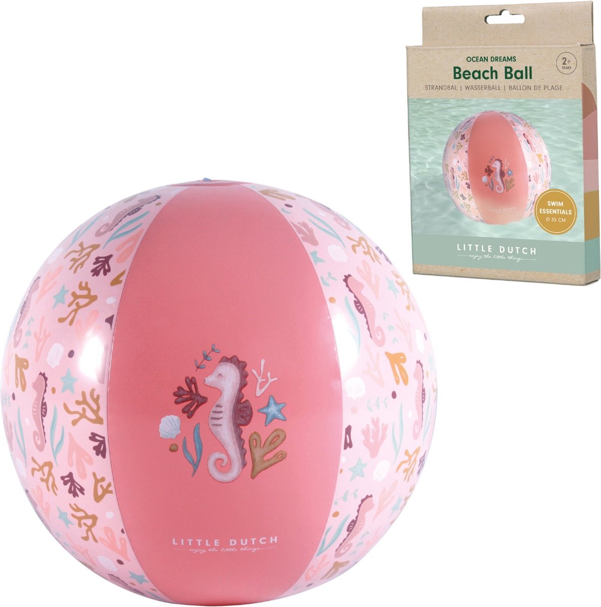 Little Dutch | Strandbal | Ocean Dreams Roze 35cm