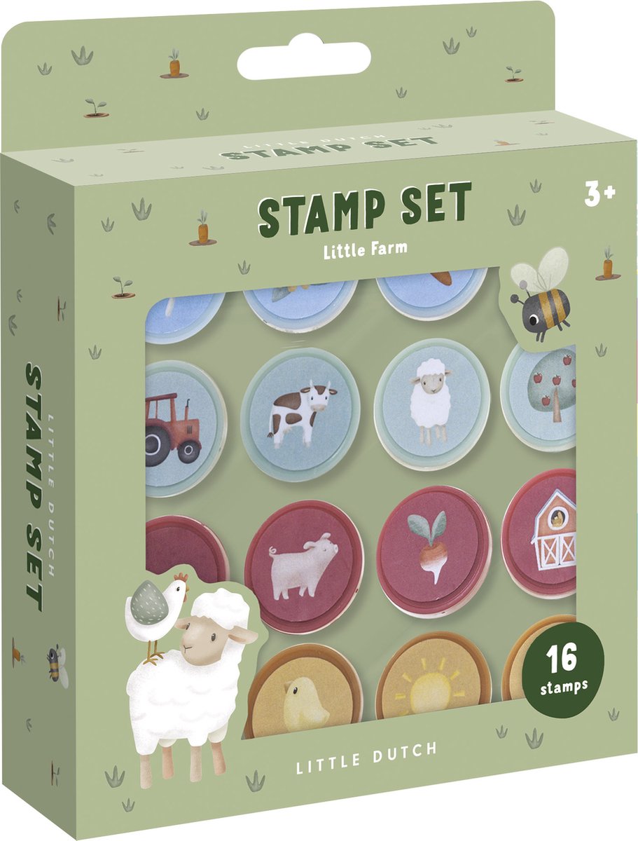 Little Dutch | Little Farm Totum Stempelset | 12 Stuks met Inkt