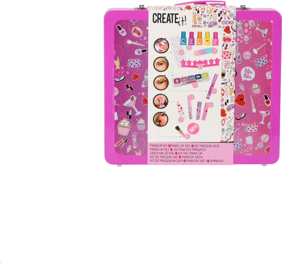 Create It! Make-upkoffer van tin in neon met glitters (2012144)