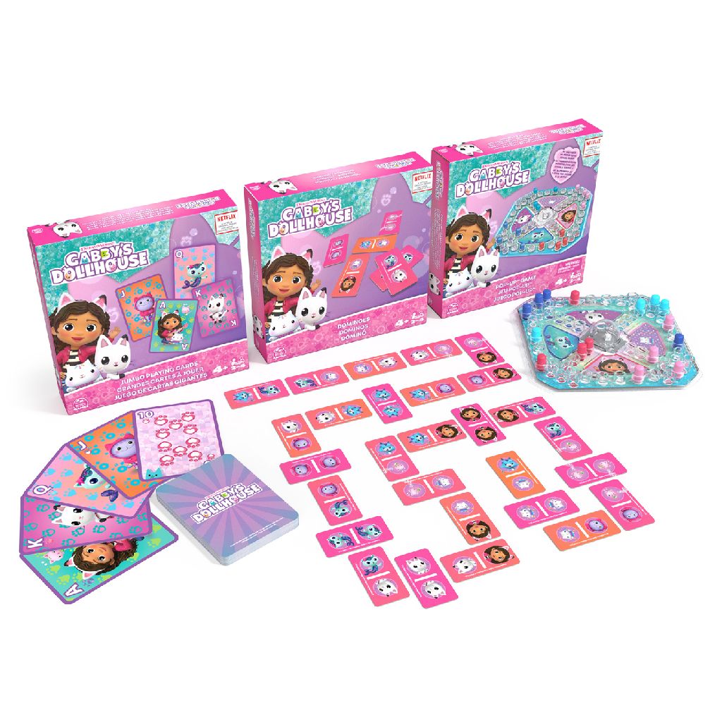 Gabby's Dollhouse 3-Pack (2011087) | Bordspel Bundle | Pop-upspel - Domino - Jumbo-kaartspel