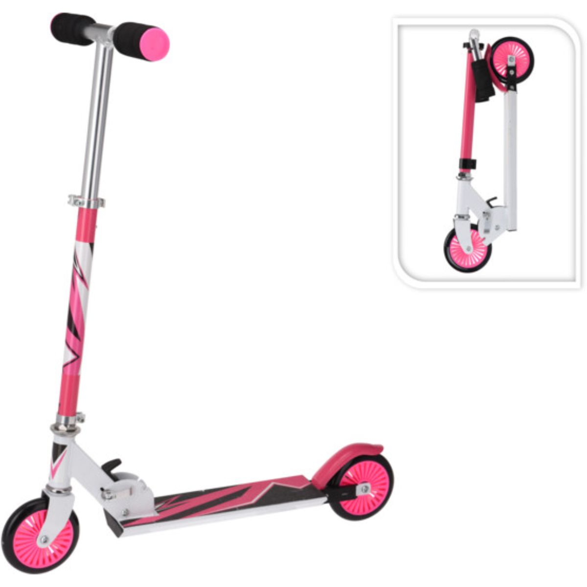 XQ Max Opvouwbare Step met Voetrem | Roze met Wit | Afmeting 61 x 10 x 22 cm