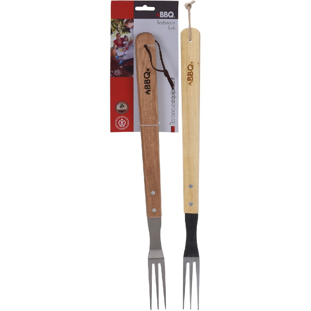 Merkloos | BBQ-vork RVS/hout 46 x 7 cm | Roestvrij staal - Hout