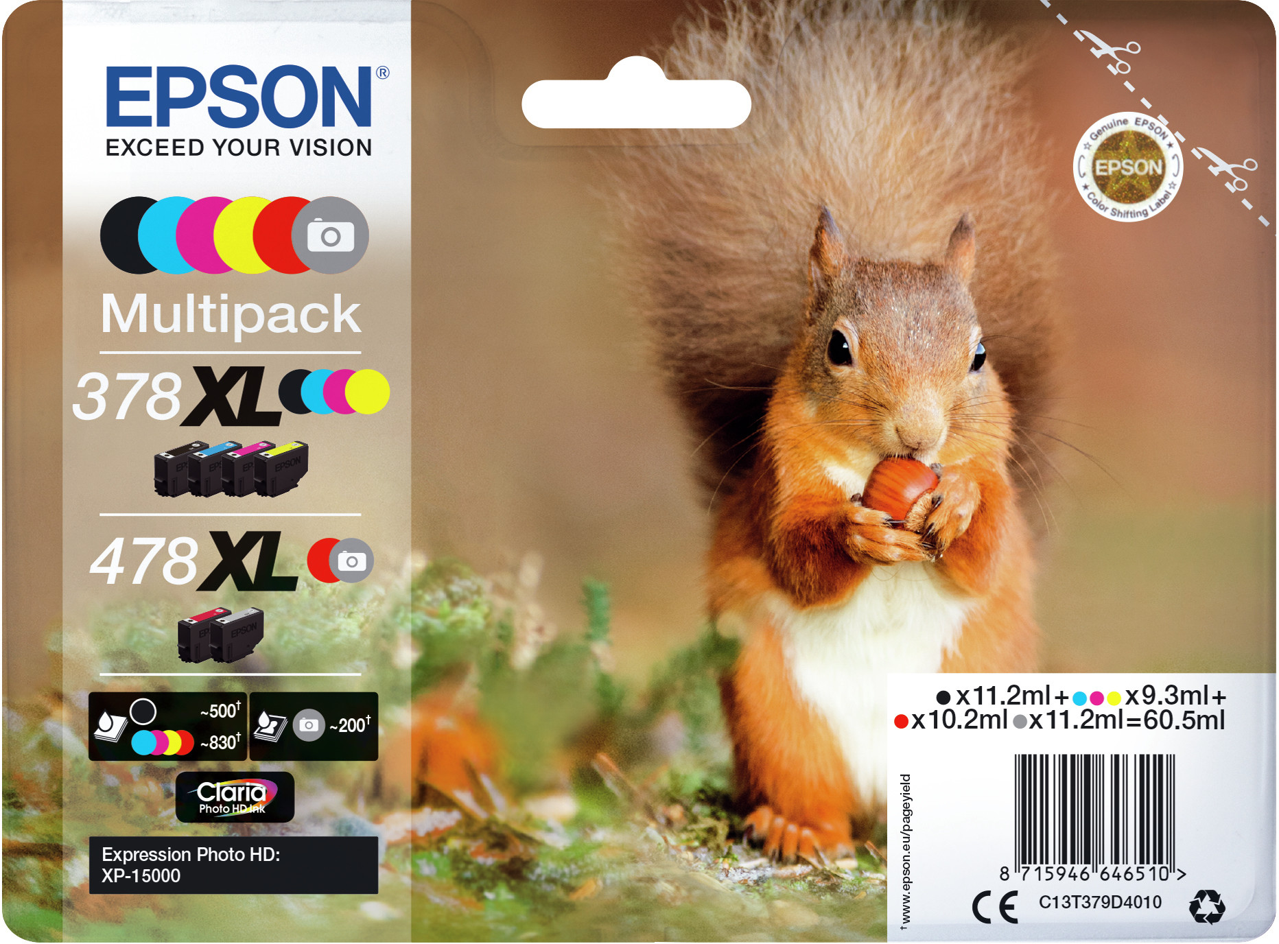 Epson | Multipack Claria Photo HD | 6-kleuren | T378/478 XL & T379D