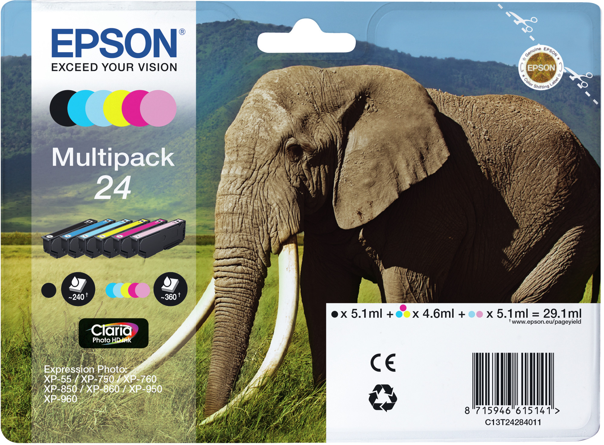 Epson Multipack Claria Photo HD Zwart/Cyaan/Magenta/Geel/Lichtcyaan/Lichtmagenta T242 / T2428