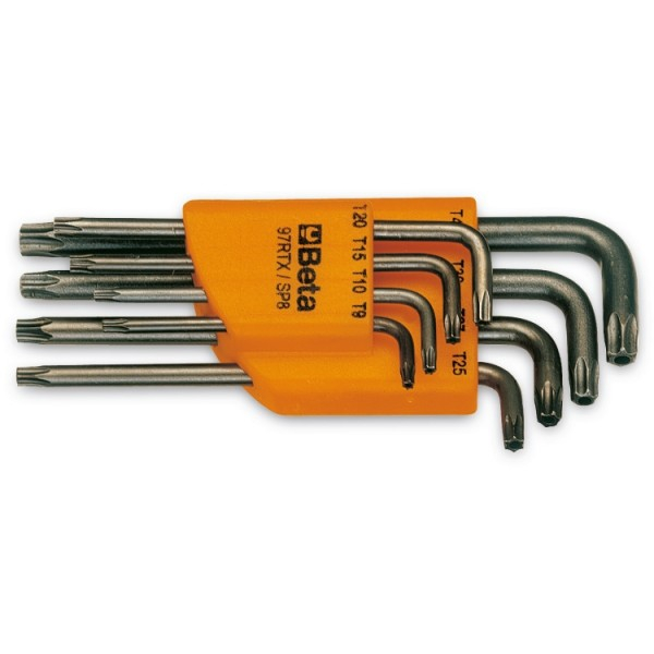 Beta Tools 8-delige set haakse stiftsleutels met tamper-resistant Torx®-profiel T9–T40