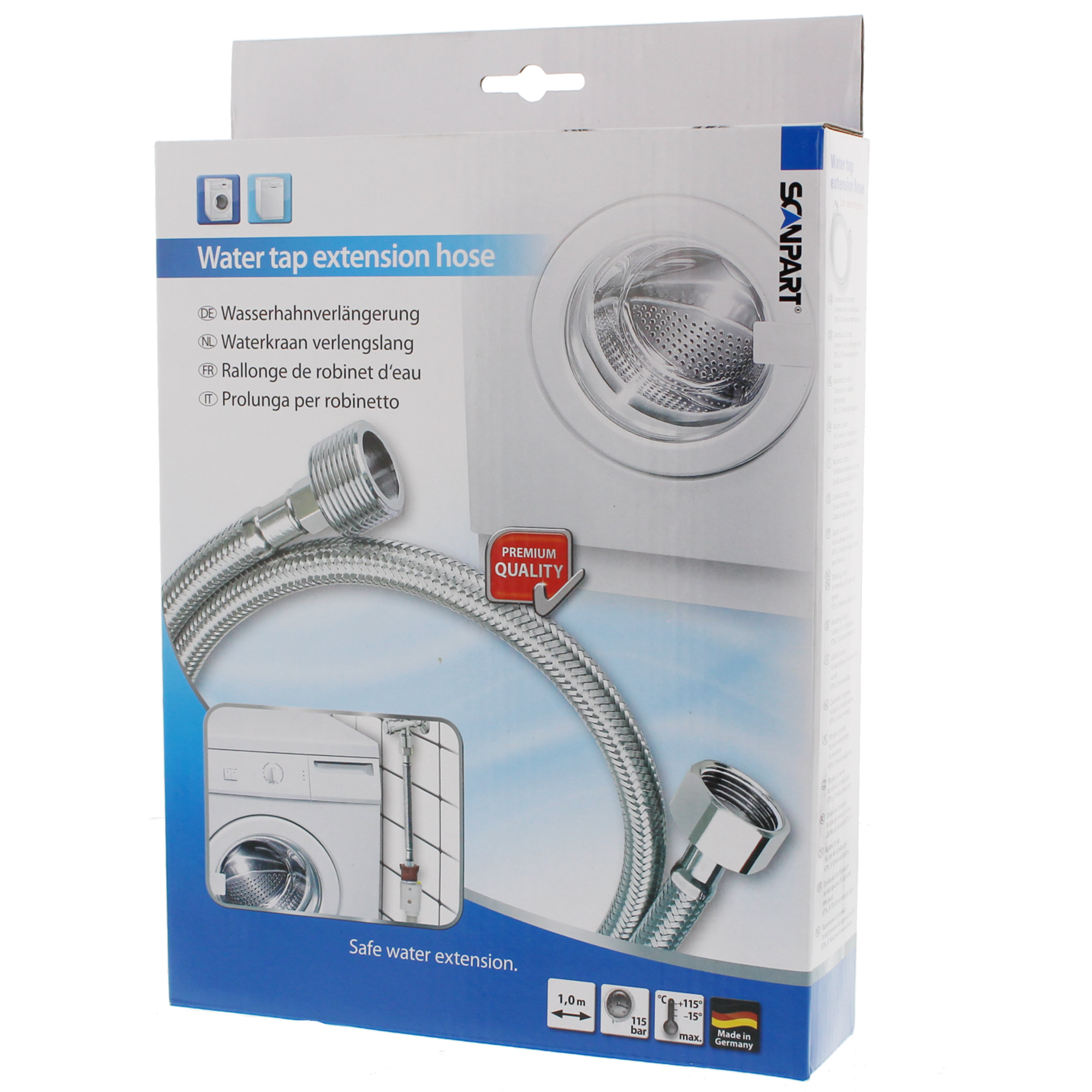 SCANPART | Waterkraan verlengslang KTW-A | 1,0 m | Goedgekeurd voor drinkwater