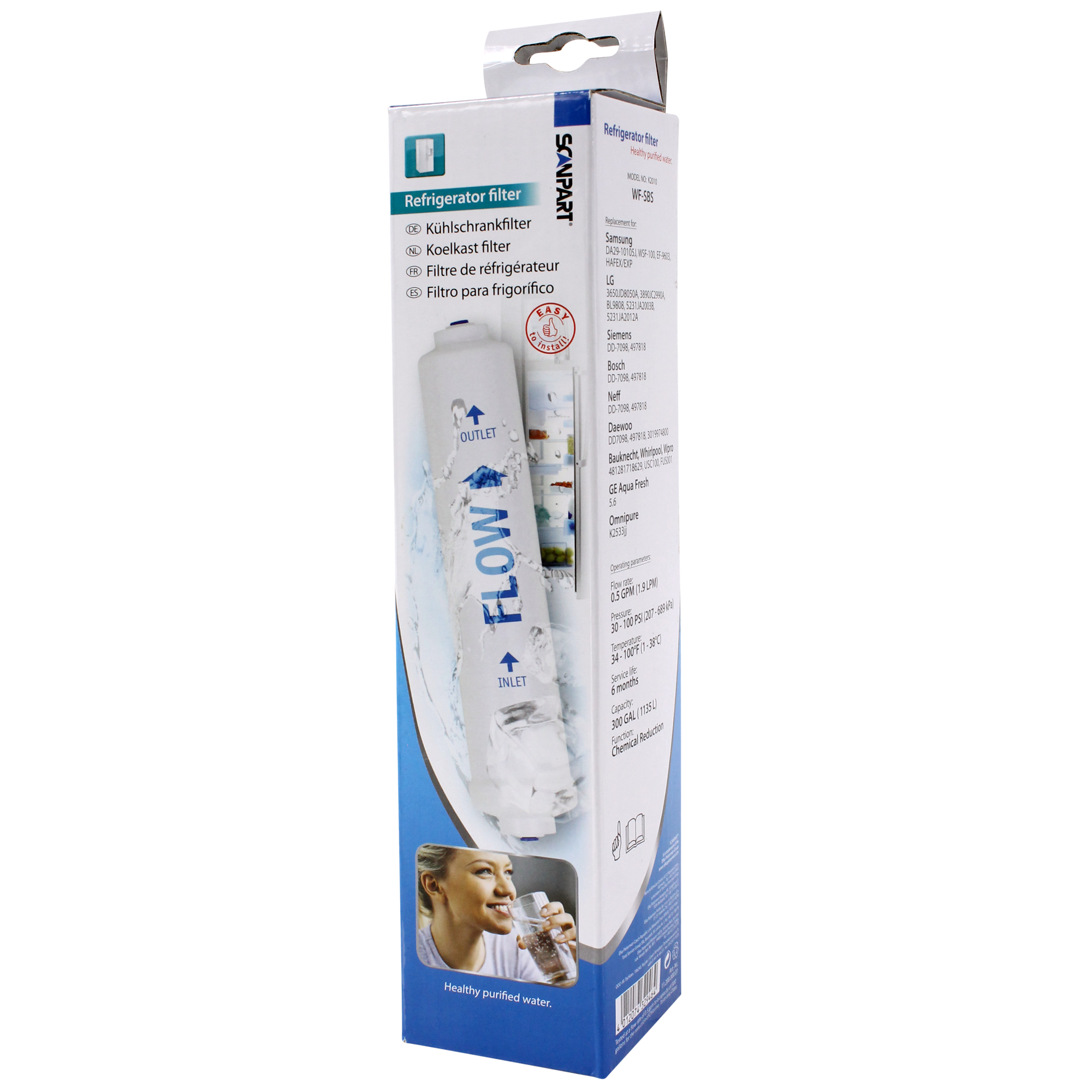 SCANPART | Externe koelkastwaterfilter | Totale capaciteit: 5.700 l