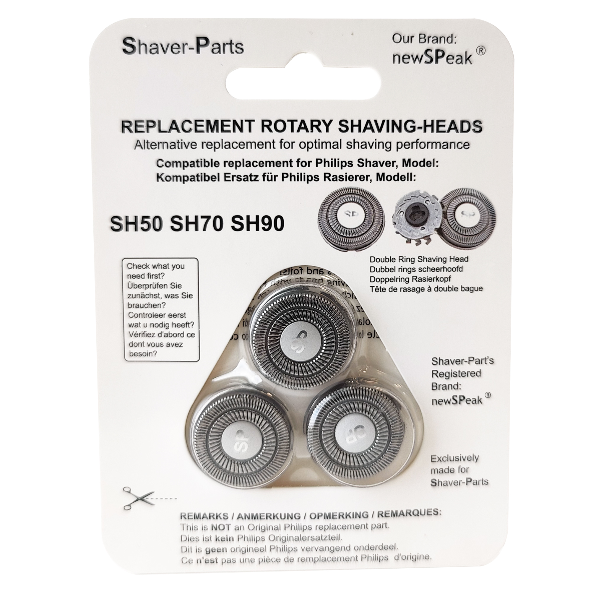 SHAVER-PARTS | Scheerhoofden | 3 Stuks | Compatibel met Philips 5000/7000/9000 Series