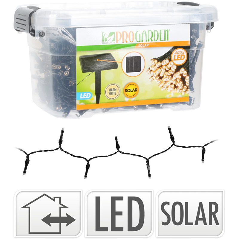 Zonne-LED-lichtsnoer | 400 lampjes | warm wit | 24 m + 4 m