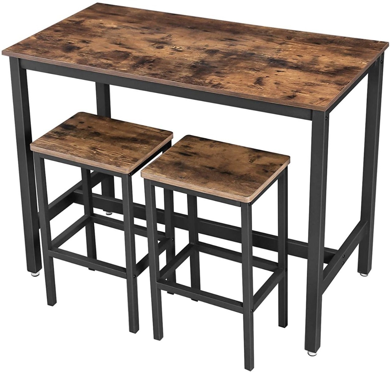Hoppa! | Metalen Bartafel Met 2 Barkrukken | Bruin | 121 x 61 x 91 cm (L x B x H)