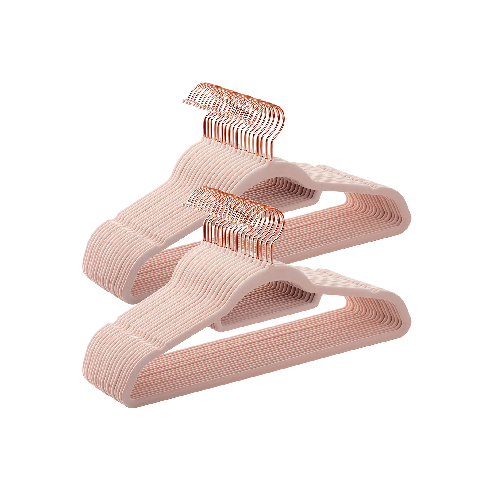 Fluwelen kledinghangers | 50 stuks | Anti-slip draaibare haak | Roségoud