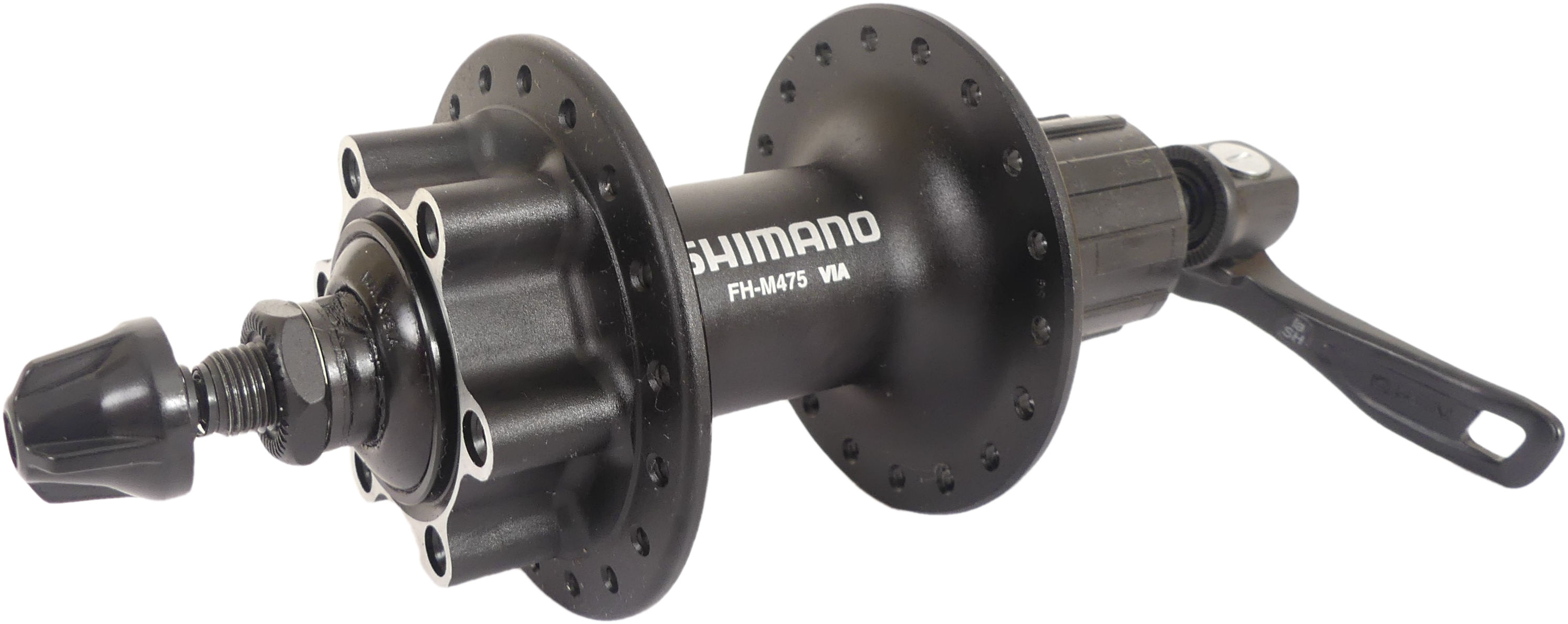 Shimano FH-M475 achternaaf | 8/9/10-speed | 36 gaten | 6-bouts remschijfbevestiging | zwart