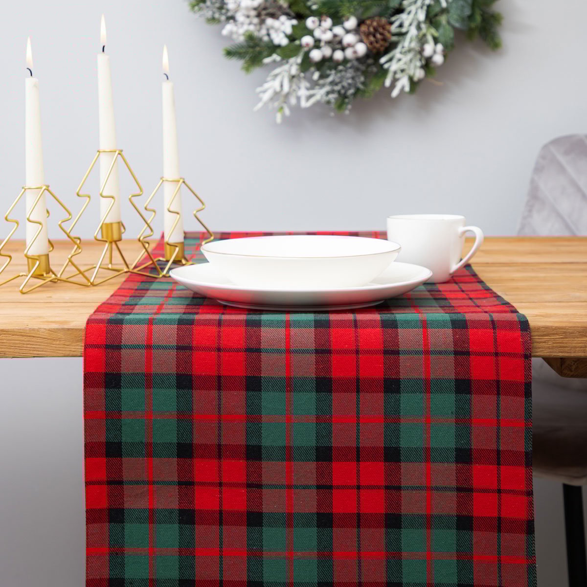 HOMLA | Tartan Kerstloper Tafelkleed | Klassiek ruitpatroon | 40 x 160 cm