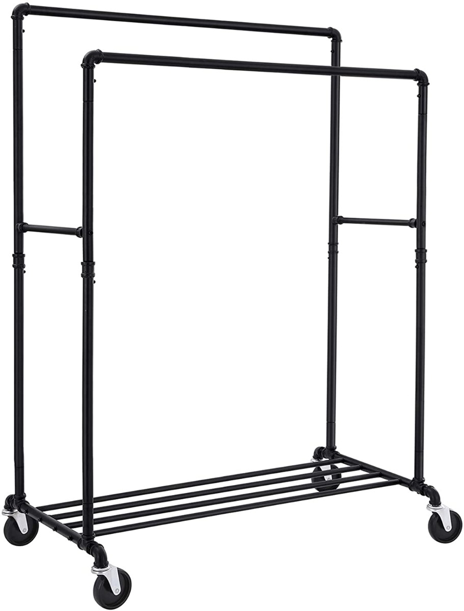 Hoppa! | Metalen kledingrek op wieltjes | Zwart - 100x59x162 cm