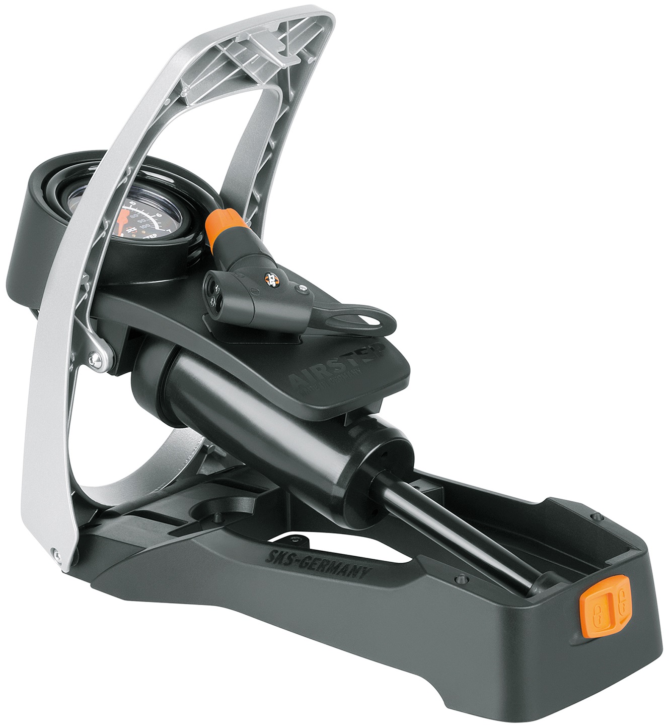 SKS Airstep voetpomp met manometer – zwart/grijs