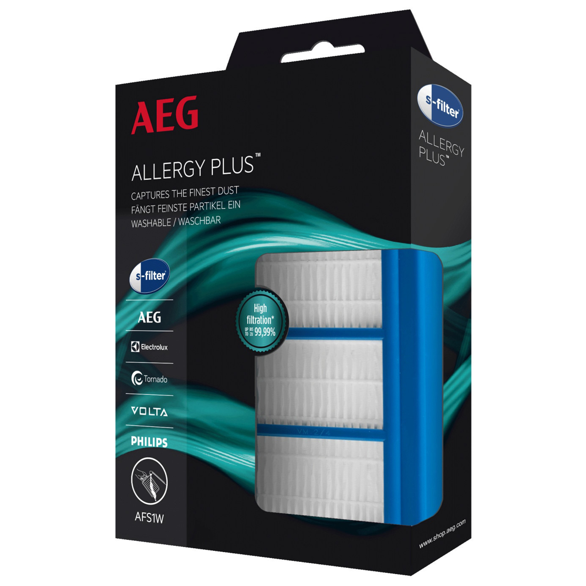 AEG | EPA H13 s-filter® | Wasbaar HEPA-filter - 99,99% filtering