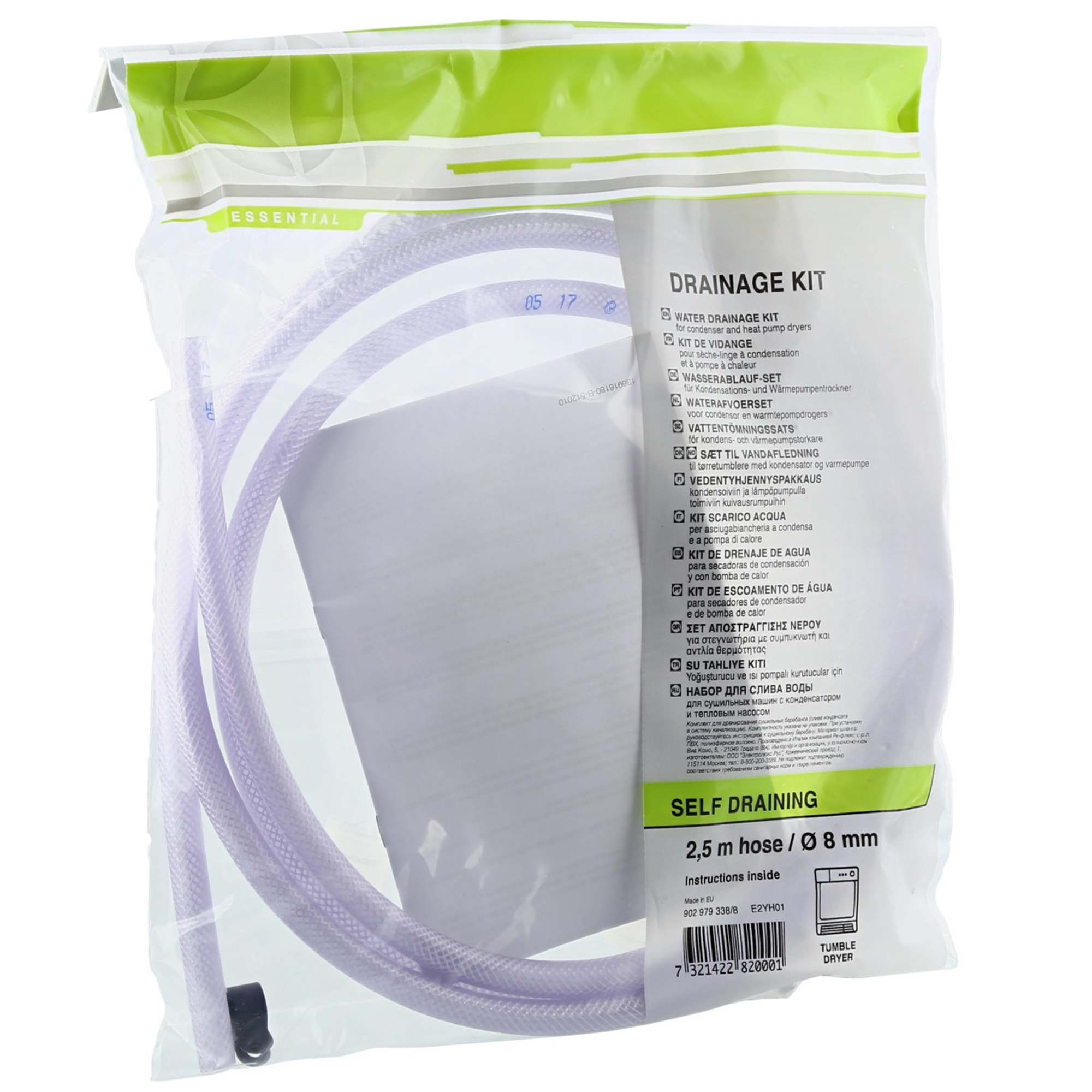 AEG afvoerset voor condensdroger – 8 mm, 2,5 m