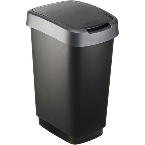 Rotho | Afvalemmer | 25L Twist Donker Zilver