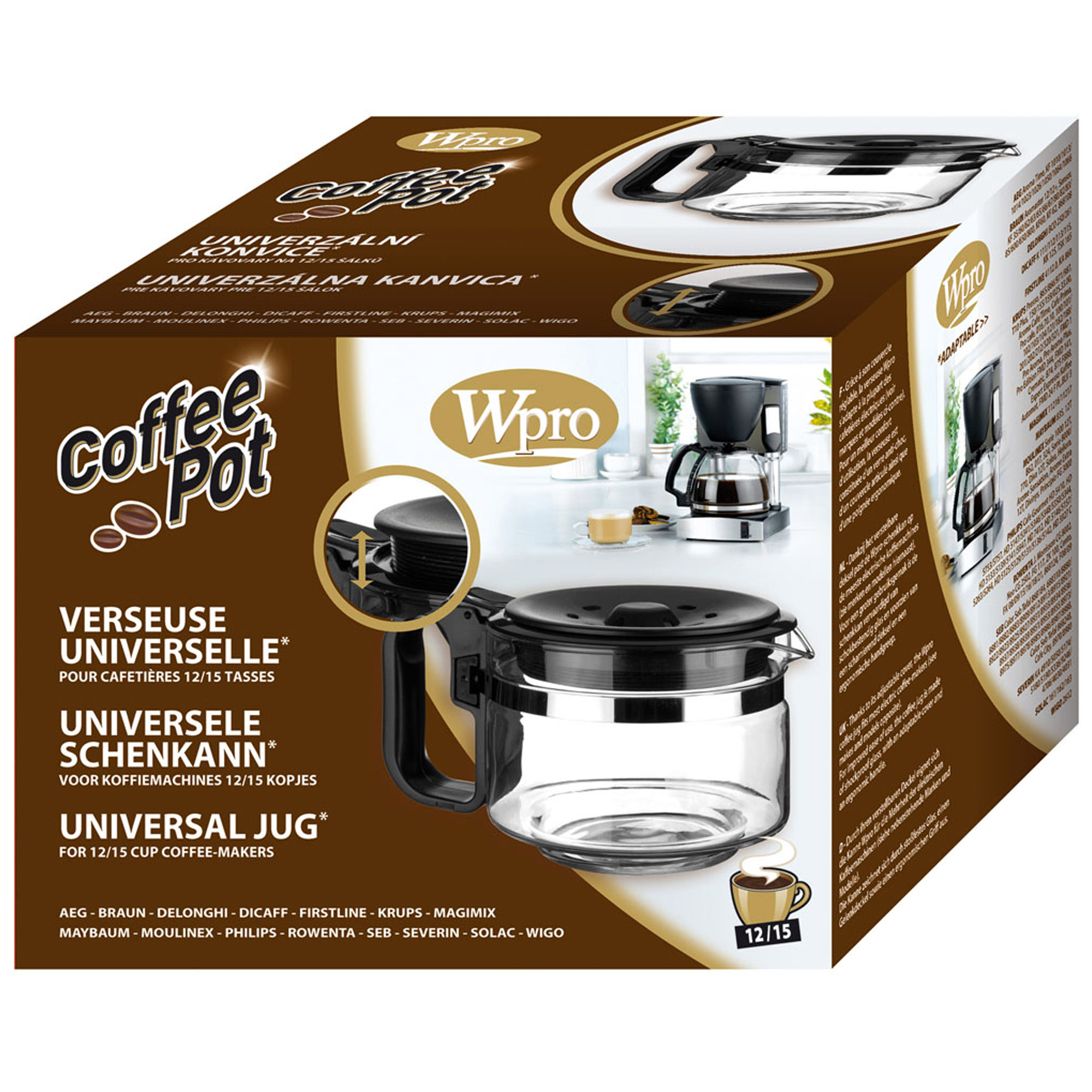 WPRO | Koffiekan | Universeel voor 12/15 koppen | Zwart