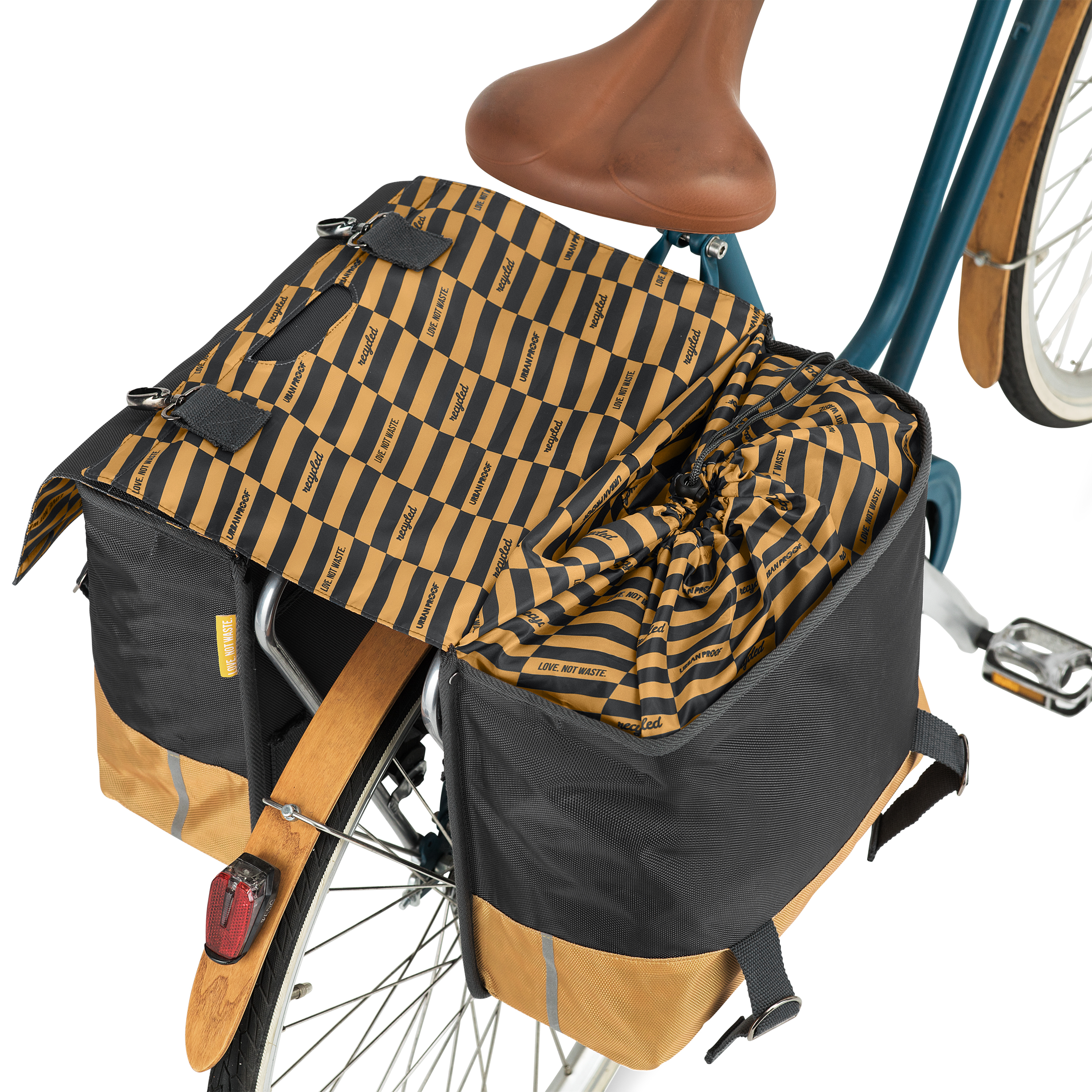 Urban Proof | Fietstas | Gerecycled PET | 40 Liter | Grijs/geel