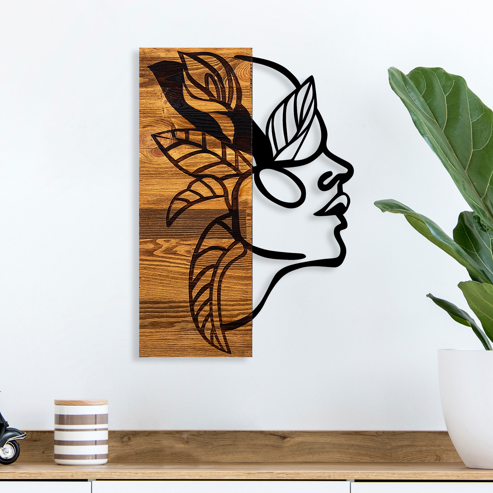 Asir | Decoratief Wandaccessoire | 34 x 3 x 50 cm | Zwart