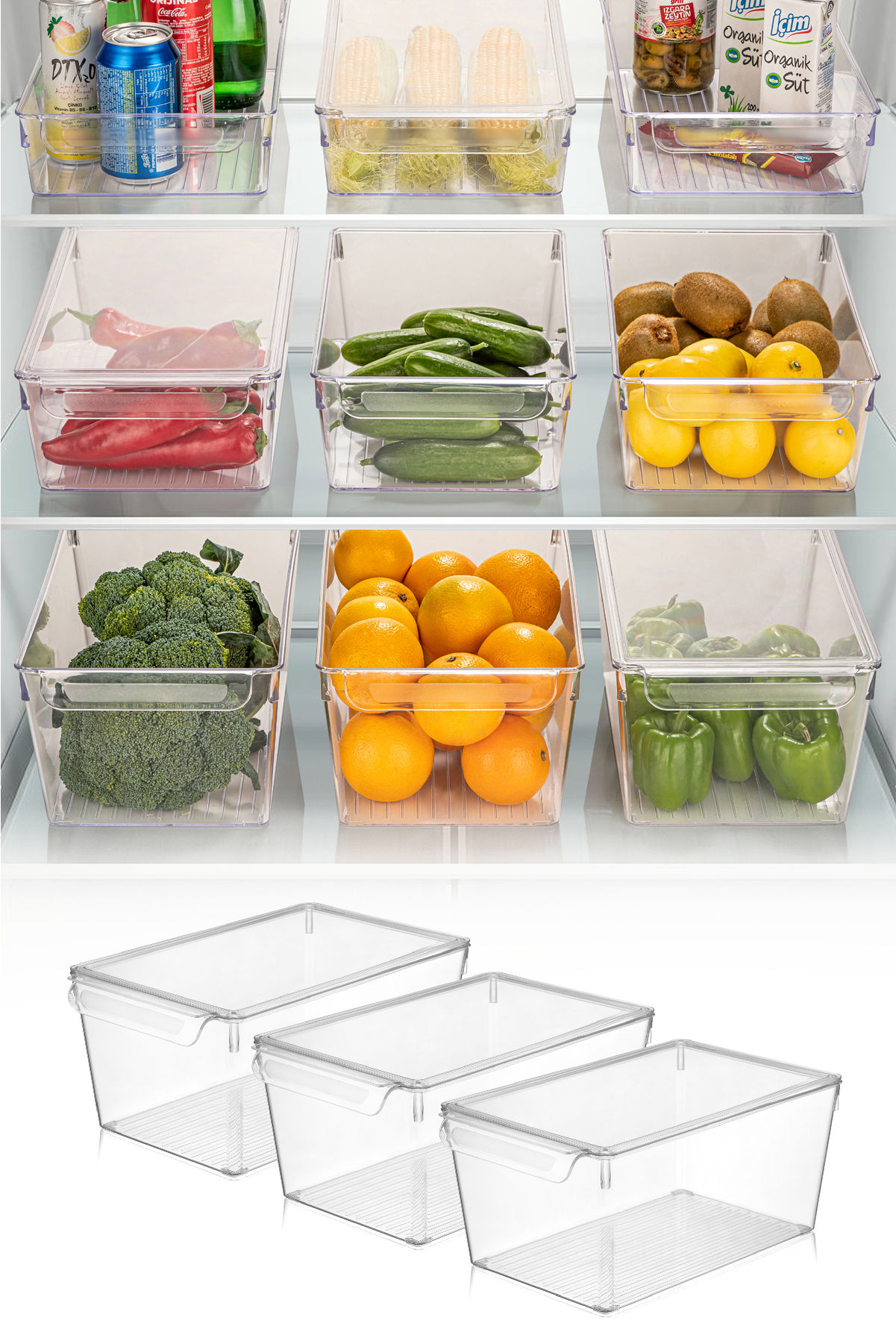 Asir Koelkast Organizer Set (3 Stuks) | Transparant
