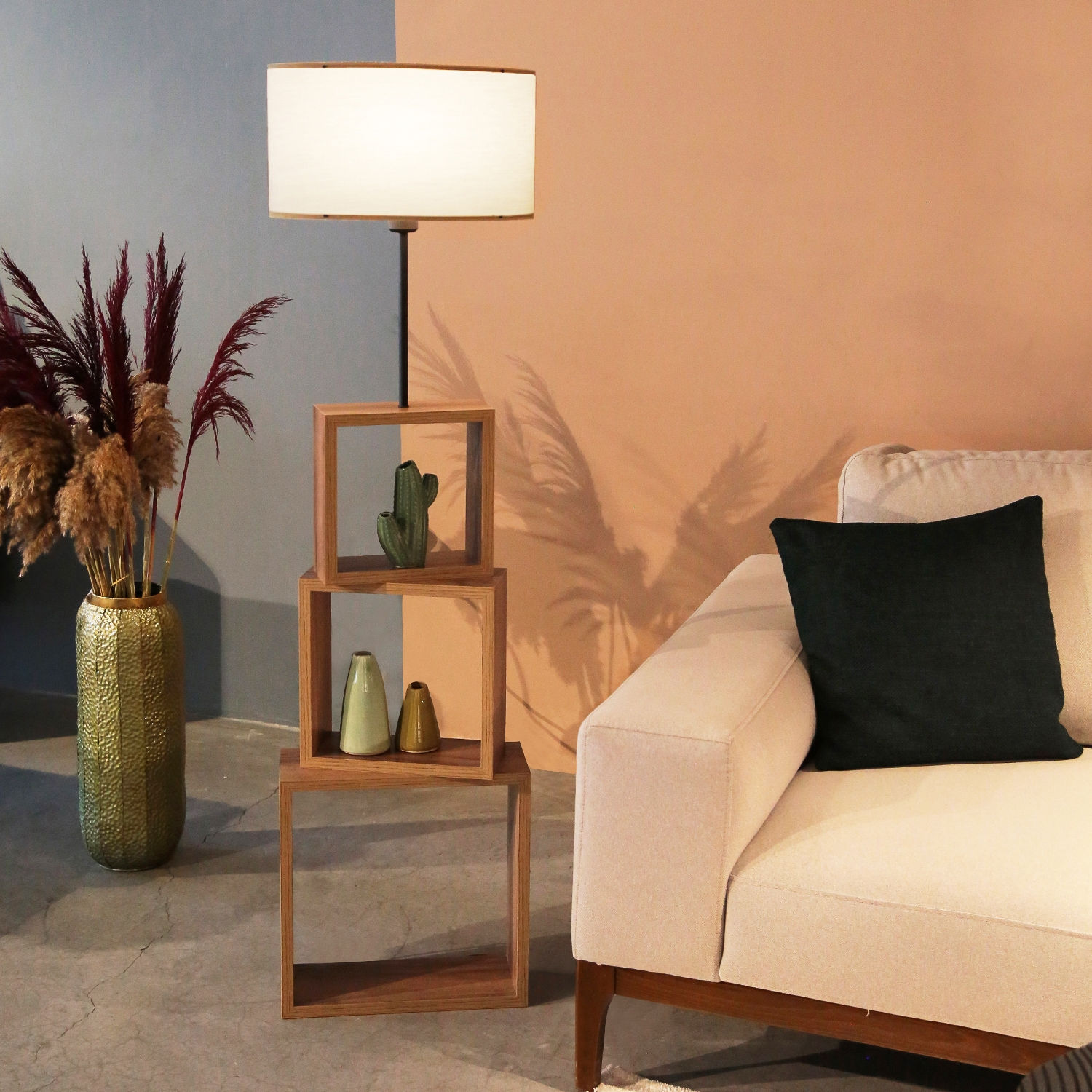 Asir | Houten Vloerlamp | MDF/Hout | Crème