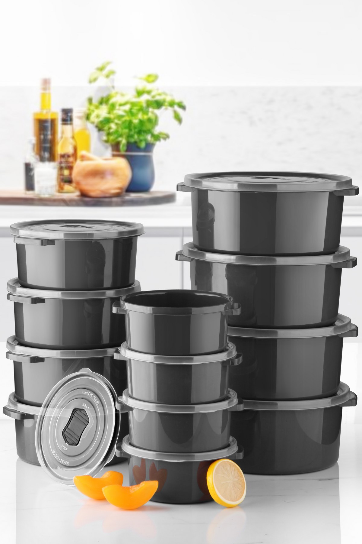 Asir | Opbergdozenset | 12 stuks - antraciet - 22 x 9,5 cm
