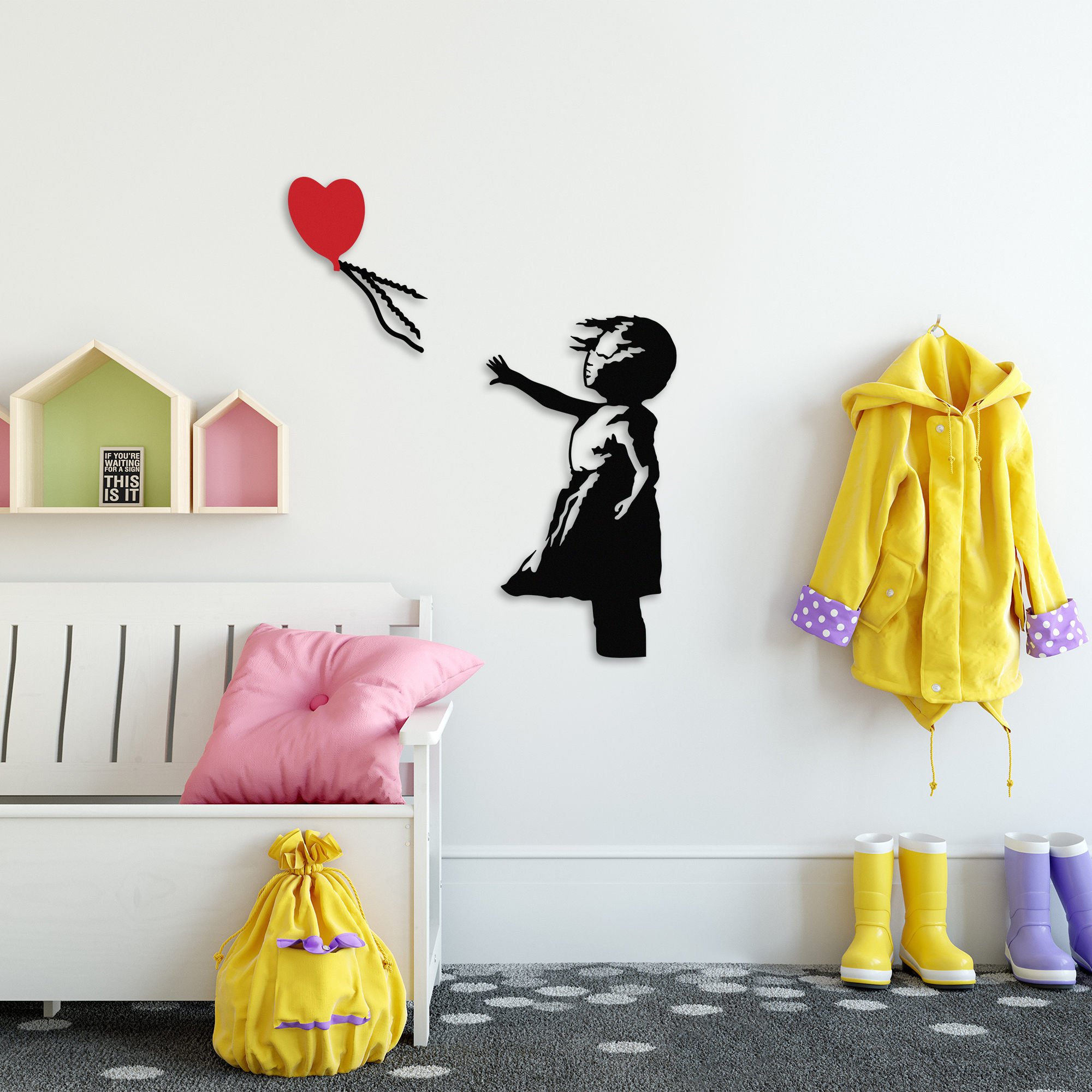 Asir | Decoratief Wandaccessoire | Zwart en Rood | 105 x 85 cm