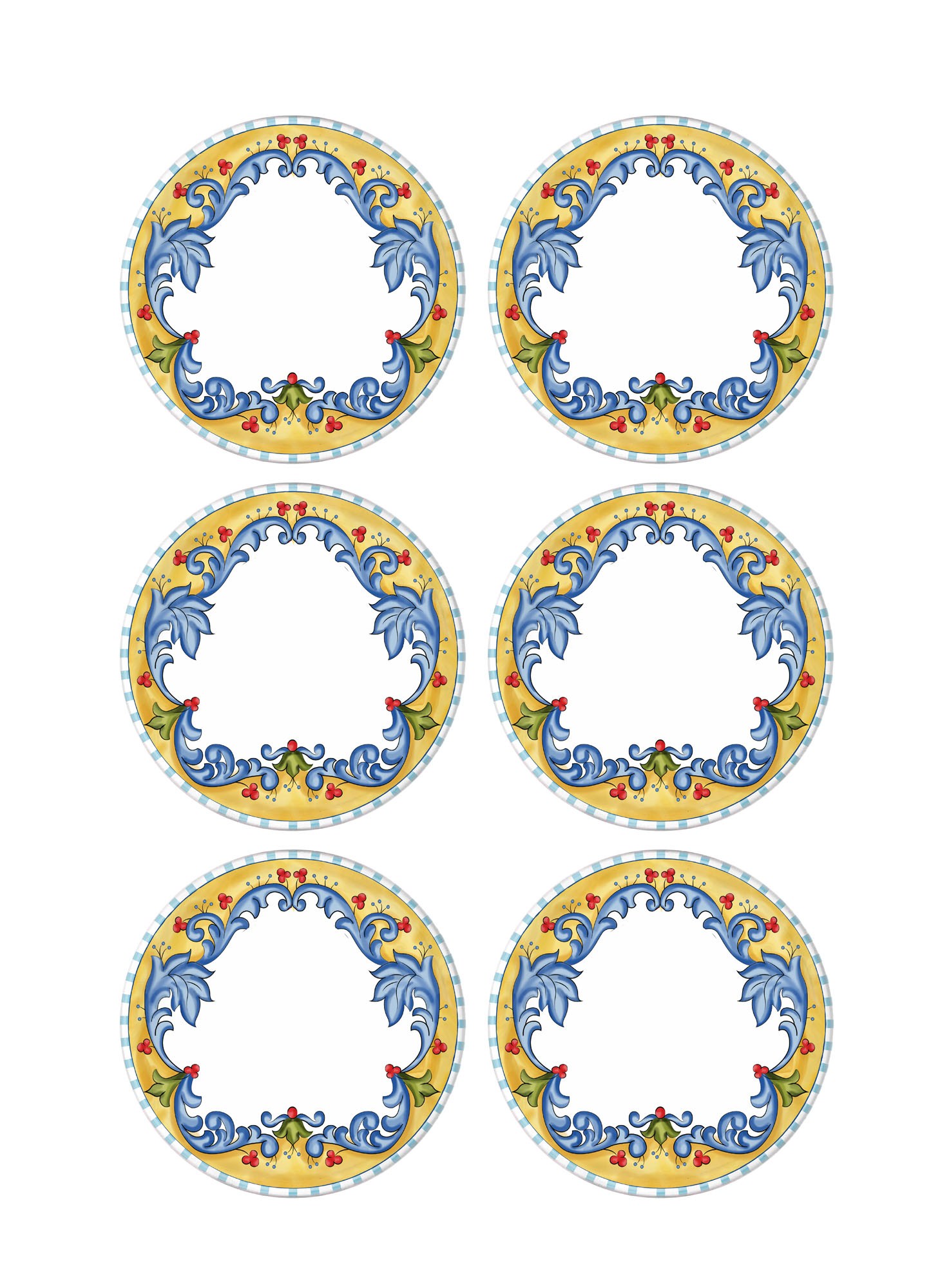 Asir Serviceplaatset (6 stuks) | Wit Blauw | Seramiek - Niet Geschikt voor Vaatwasser/Magnetron