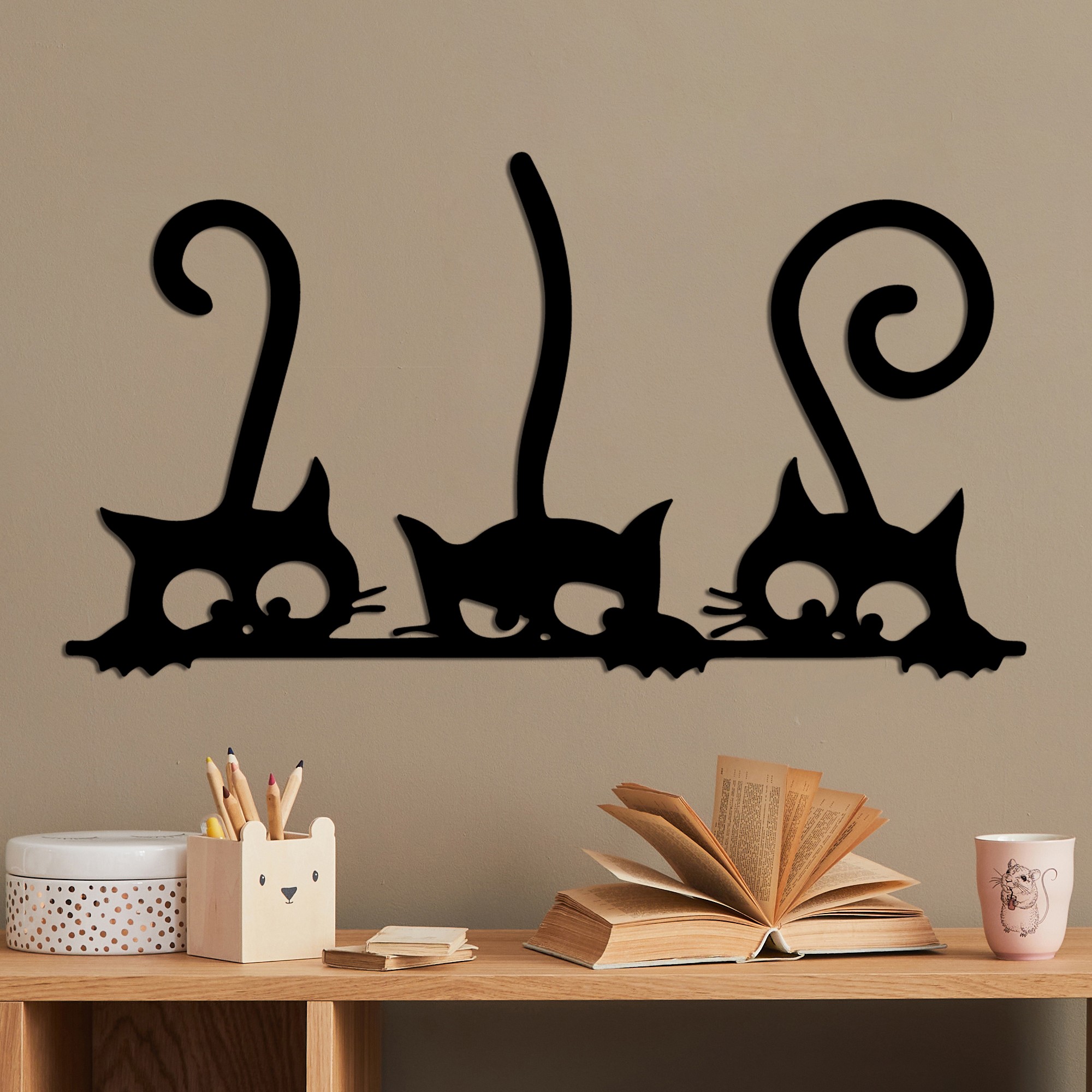 Asir | Decoratief Metalen Wandaccessoire | Zwart | 60 x 33 cm