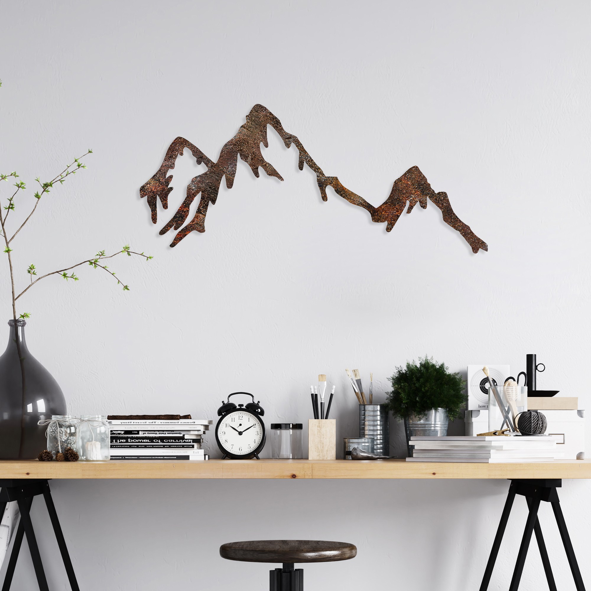 Asir | Decoratief Metalen Wandaccessoire | Antiek Kleur | 45 x 70 cm