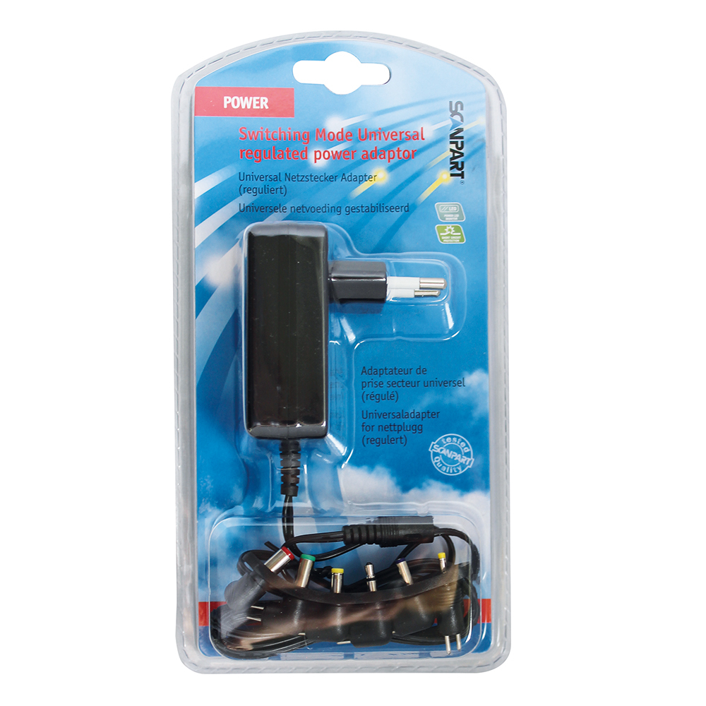 SCANPART | Universele Netvoeding 6W | Gestabiliseerd | Inclusief 6 DC-uitgangstekkers