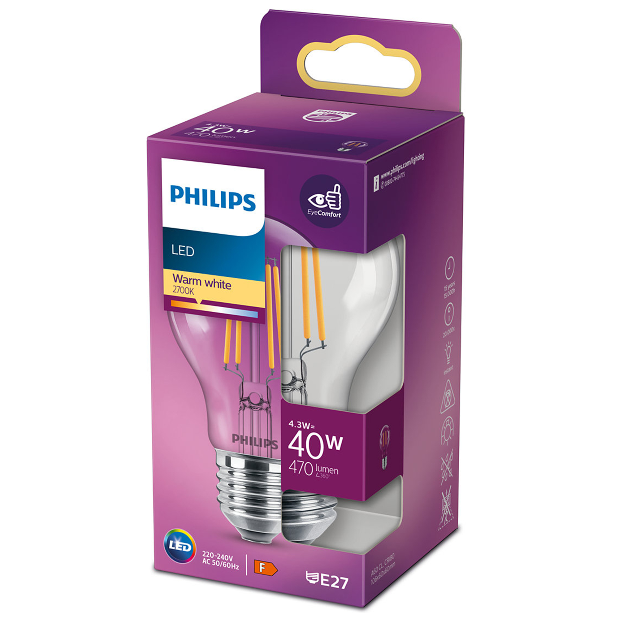 PHILIPS | LED-lamp | E27 | 40W | 470 lm | 2700K