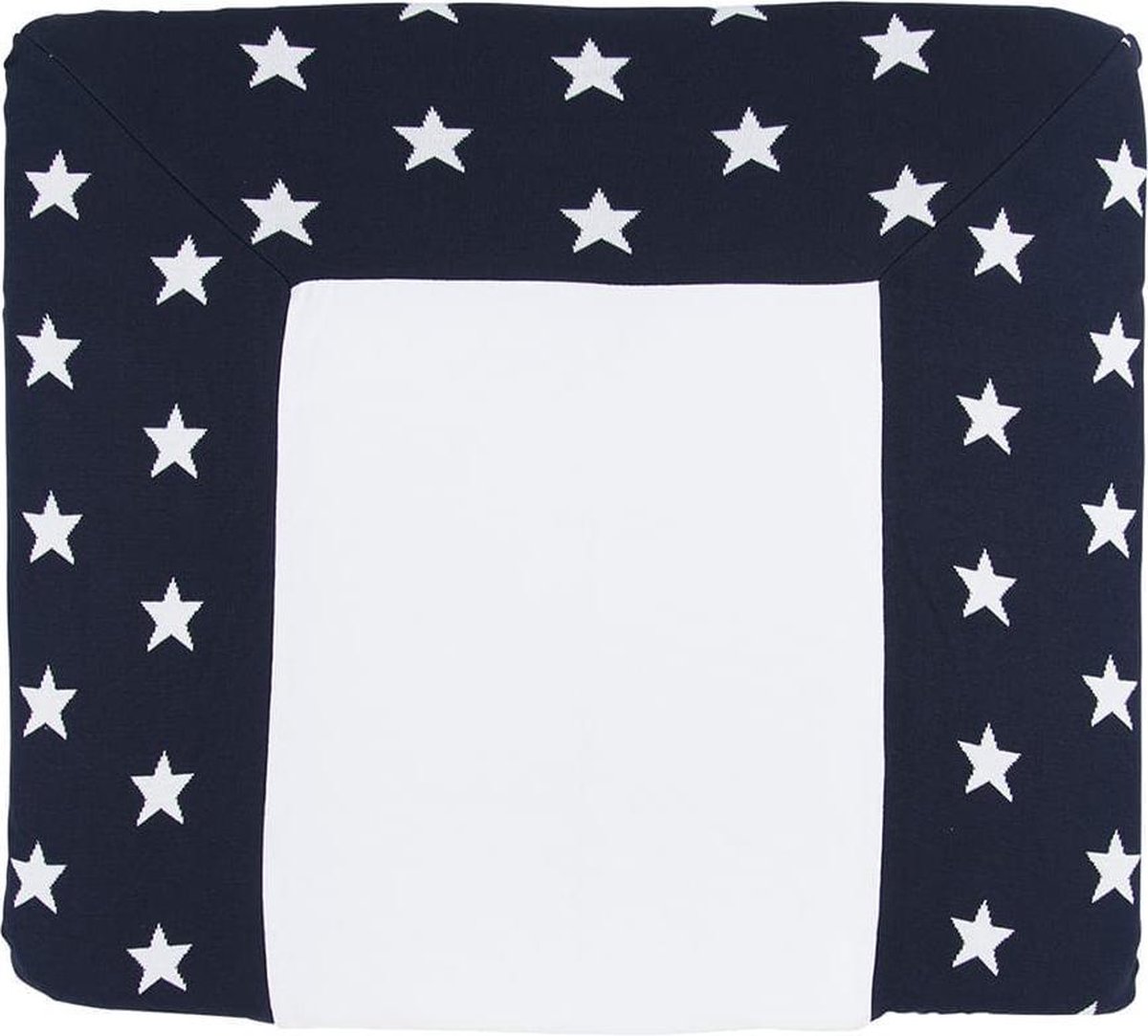 Baby's Only | Gebreide baby aankleedkussenhoes | Star - Marine/Wit - 75x85 cm