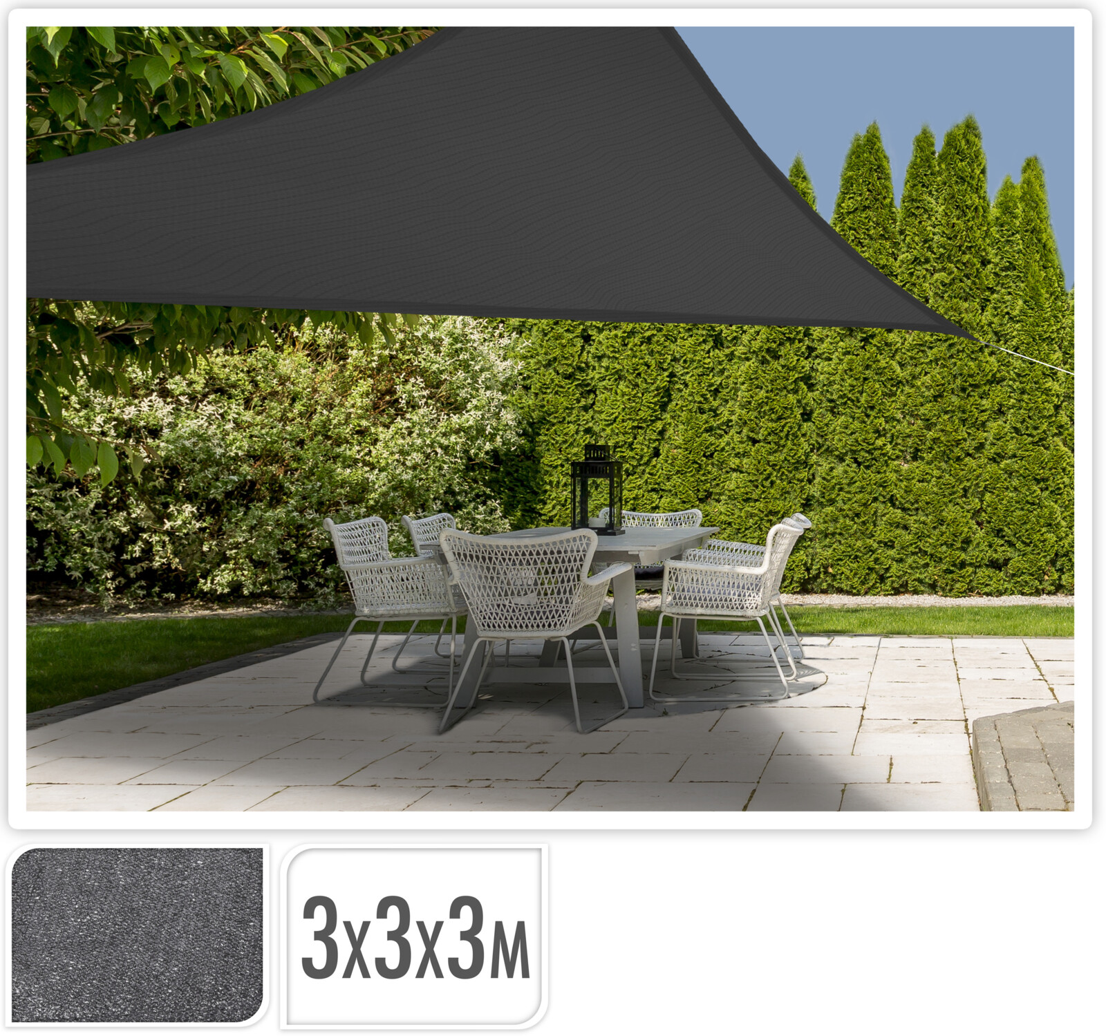 Pro Garden | Schaduwdoek | Driehoek 3 x 3 x 3 m Donkergrijs