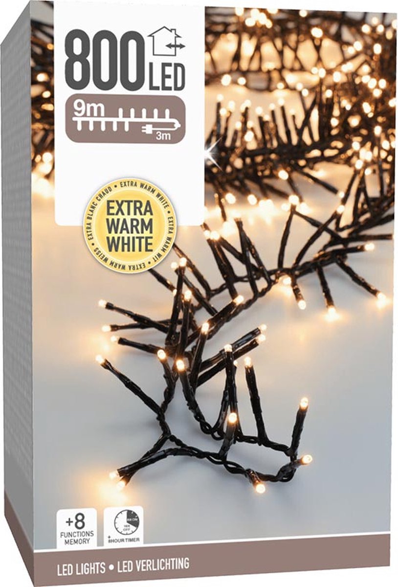 Maxi Cluster Kerstverlichting | 800 LED’s | Extra warm wit | 12 m