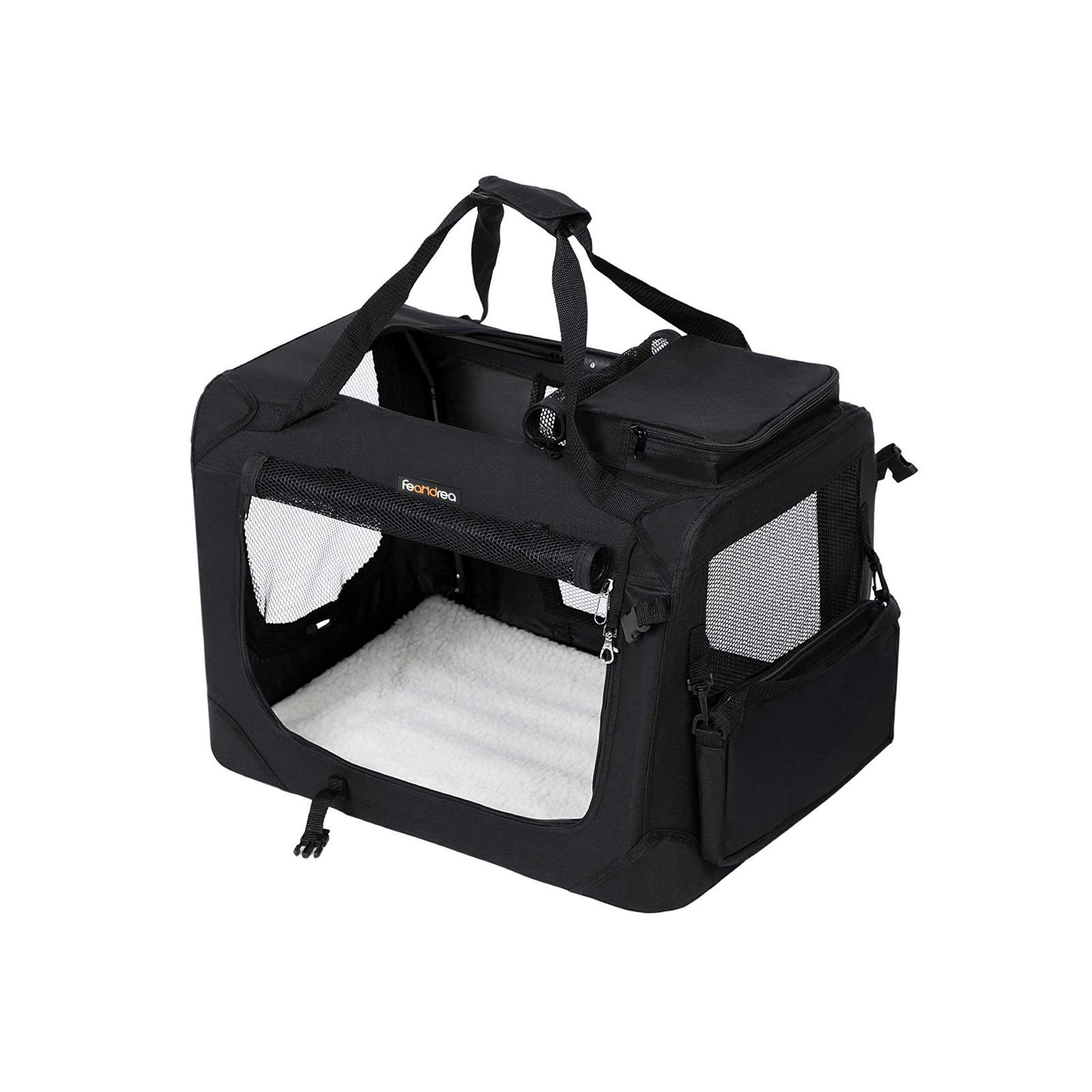 Hoppa! Lichtgewicht, opvouwbare hondendraagtas van stof – zwart, 102 × 69 × 69 cm