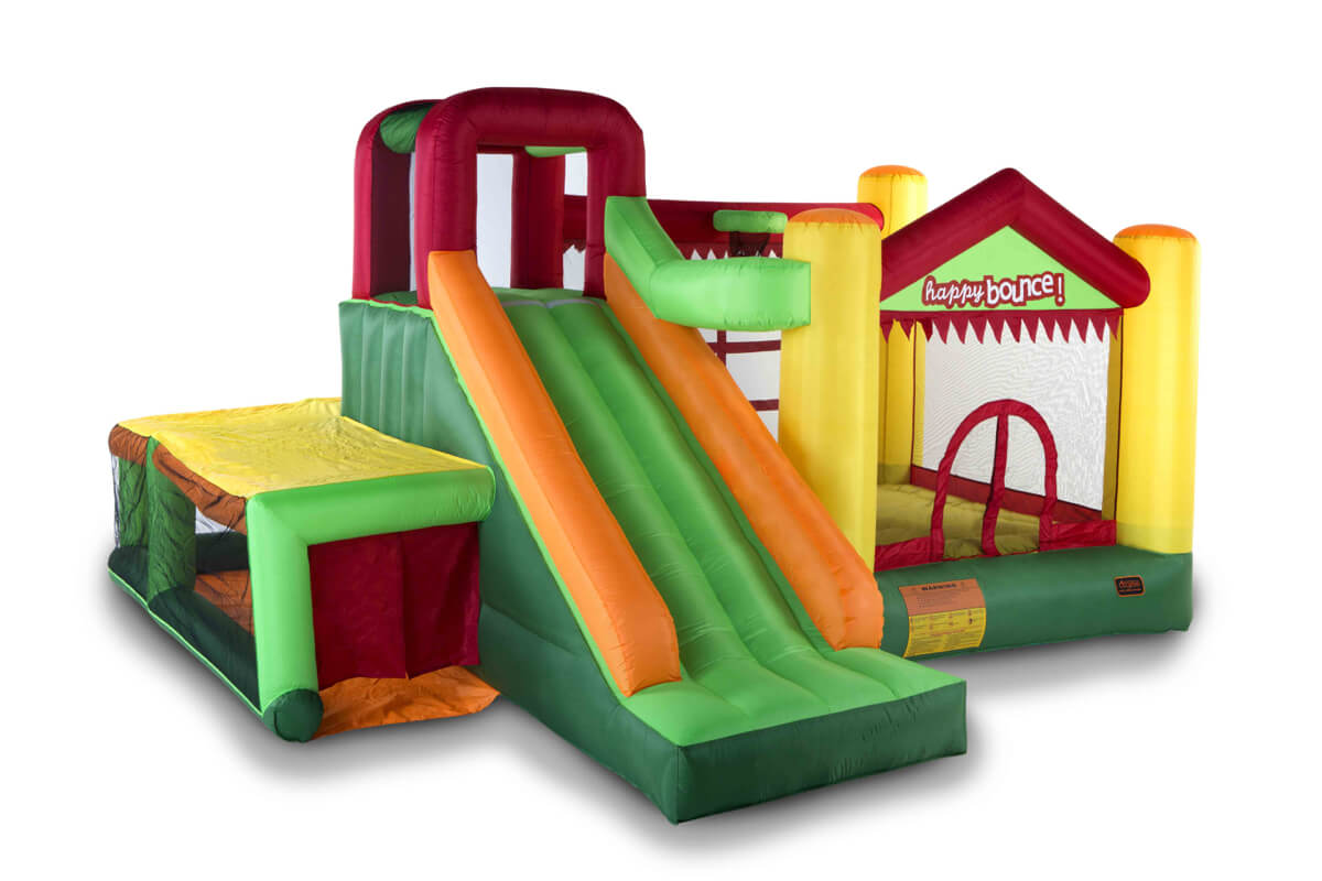 Avyna | Springkussen - Fun Palace Big 9-1 | Inclusief Klimwand, Grote Glijbaan, Basketbalnet | Dubbel Gestikt