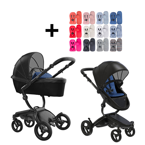 Mima Xari Kinderwagen Gestel Black Sitz Haube Black Starter Pack Black White Babyhuys