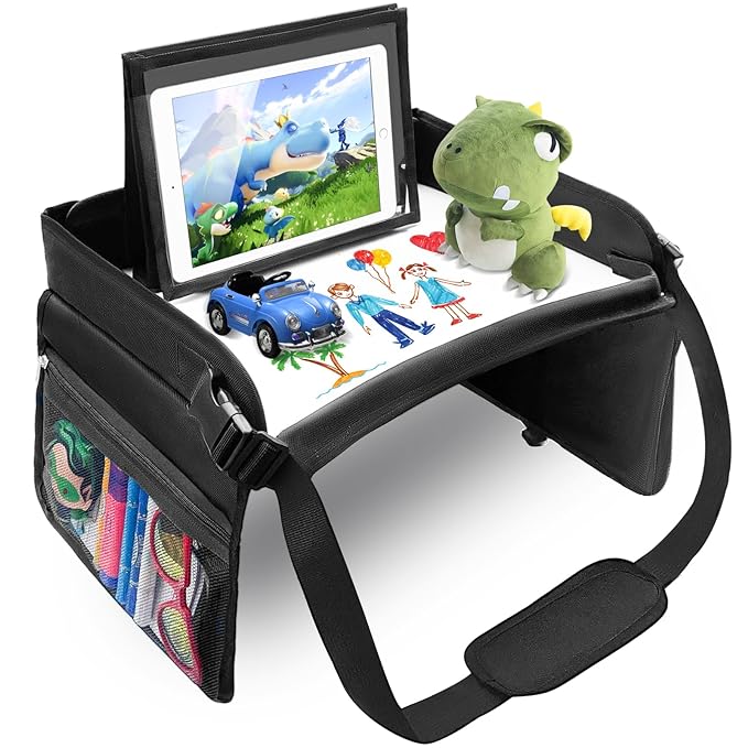 Premium Reistafel voor kinderen - Autotafel - Tablethouder - Zwart