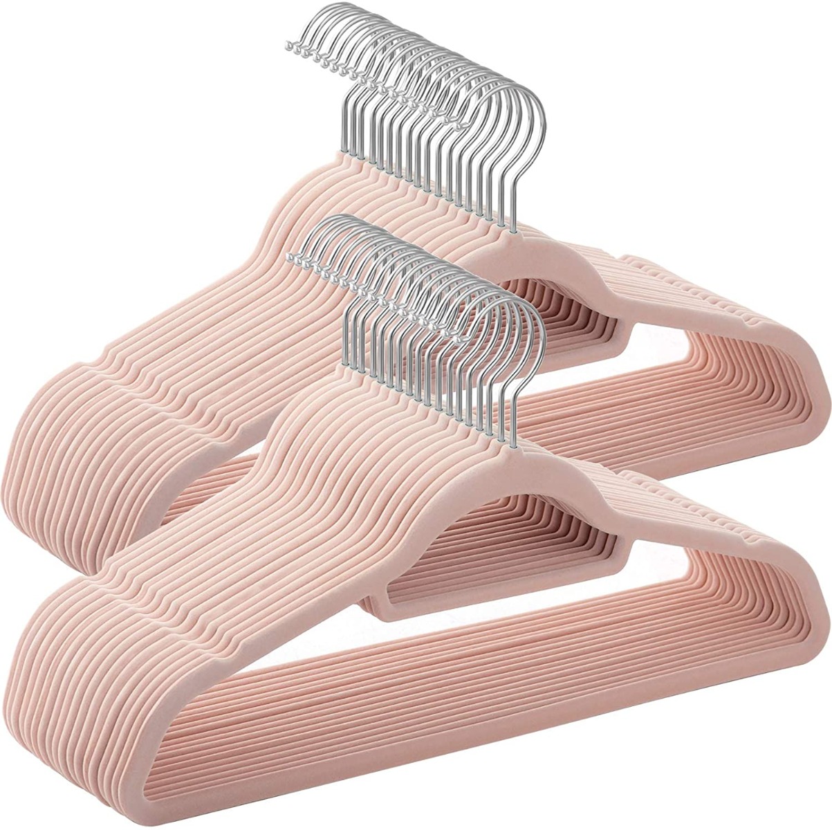 Hoppa! Anti-slip fluwelen kledinghangers (50 stuks) – roze