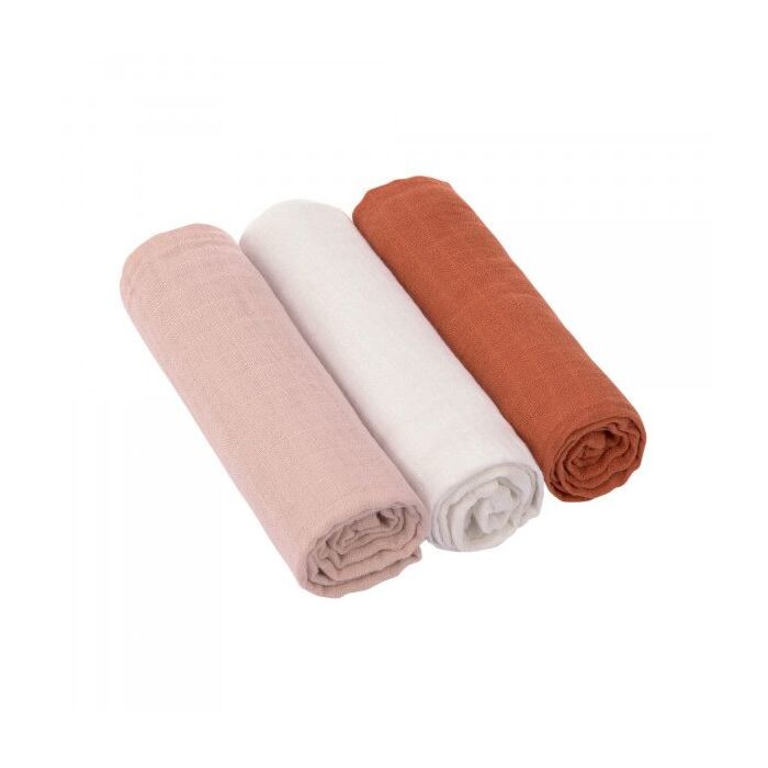 Lässig Inbaker en Spuugdoek L Little Forest Powder Pink, Milky, Rust 85x85 