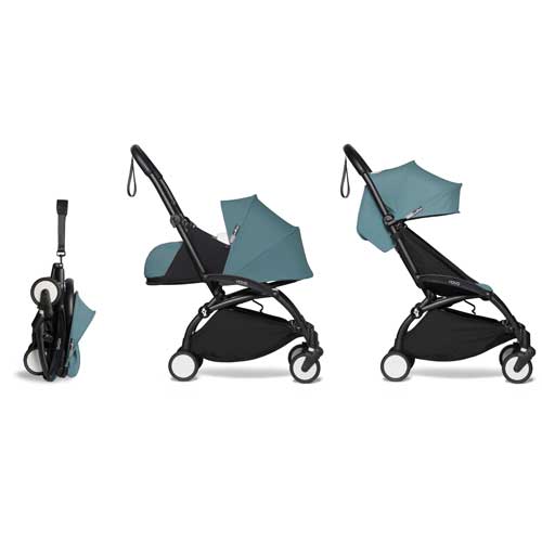 Babyzen Yoyo2 0+ 6+ Poussette Complète Aqua - Cadre Noir - Babyhuys.com
