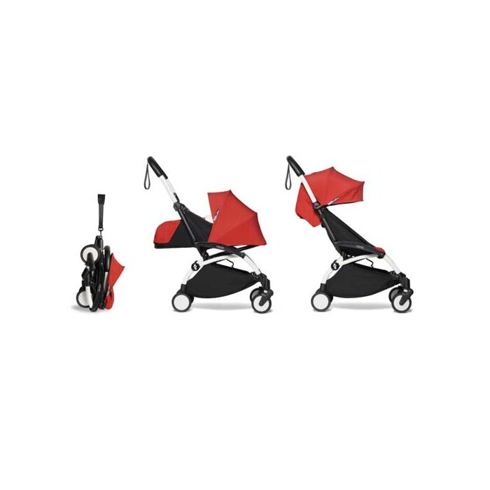Babyzen Yoyo2 0+ 6+ Poussette Complète Rouge - Cadre Blanc - Babyhuys.com